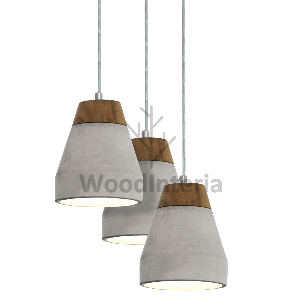 фото подвесной светильник wood & concrete 3 в скандинавском интерьере лофт эко | WoodInteria