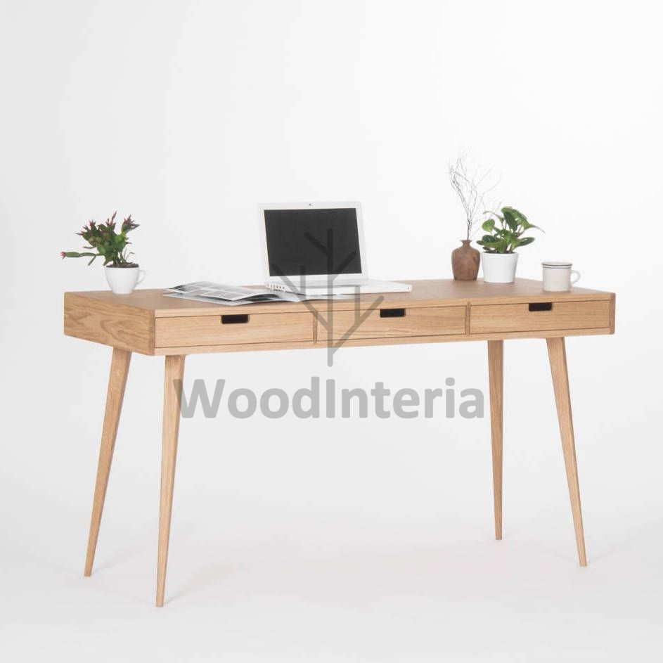 фото рабочий стол oak wedge trio в интерьере лофт эко | WoodInteria