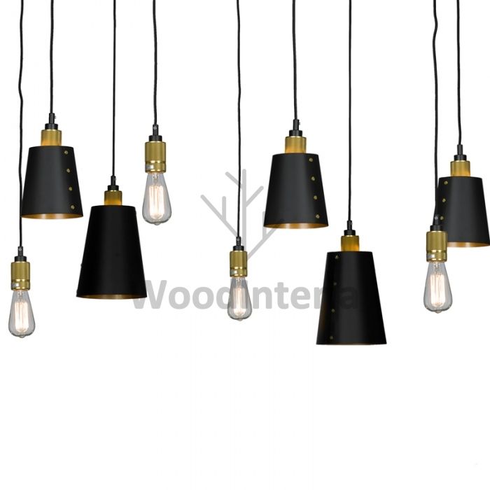 подвесной светильник loft cone black brass pendant 9 в стиле лофт индастриал WoodInteria