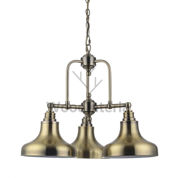 фото подвесной светильник industrial brass pendant trio в скандинавском интерьере лофт эко | WoodInteria